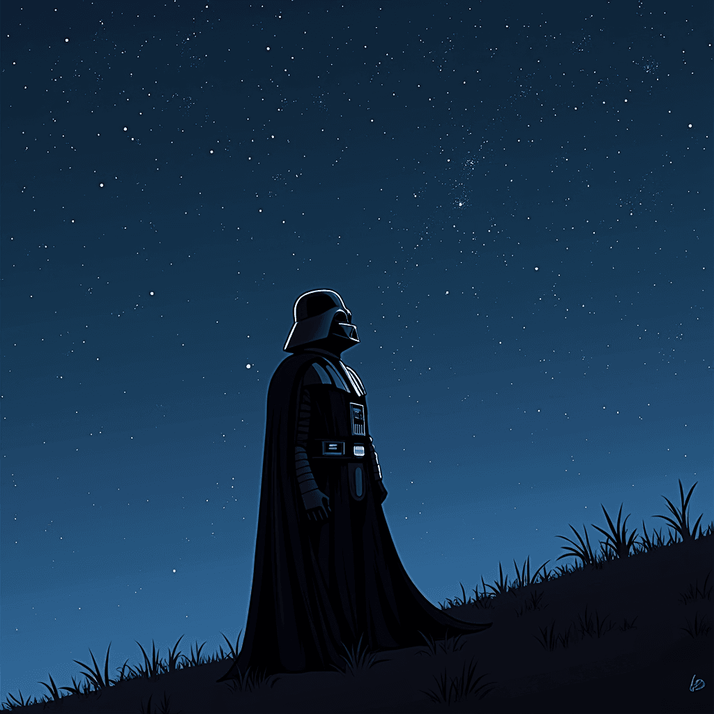 Darth Vader secretly enjoys stargazing on quiet nights.