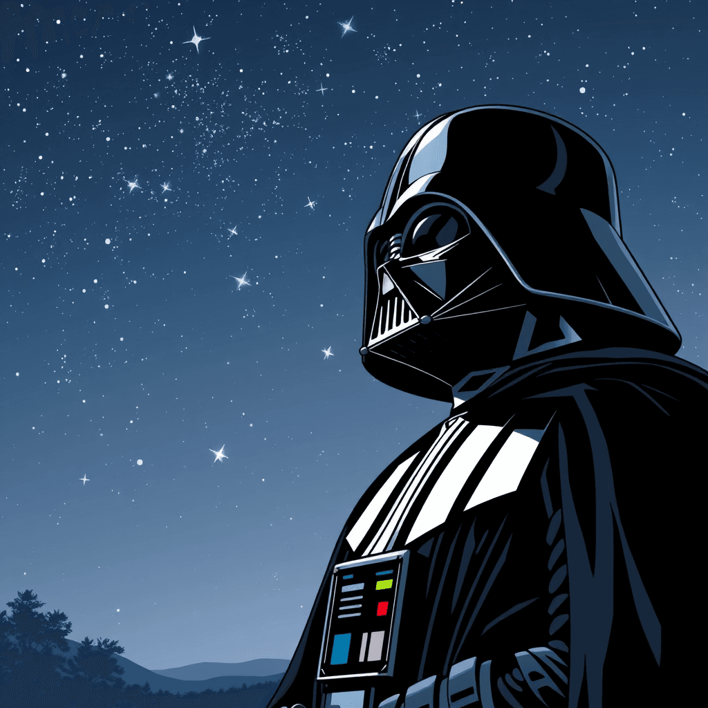 Darth Vader secretly enjoys stargazing on quiet nights.