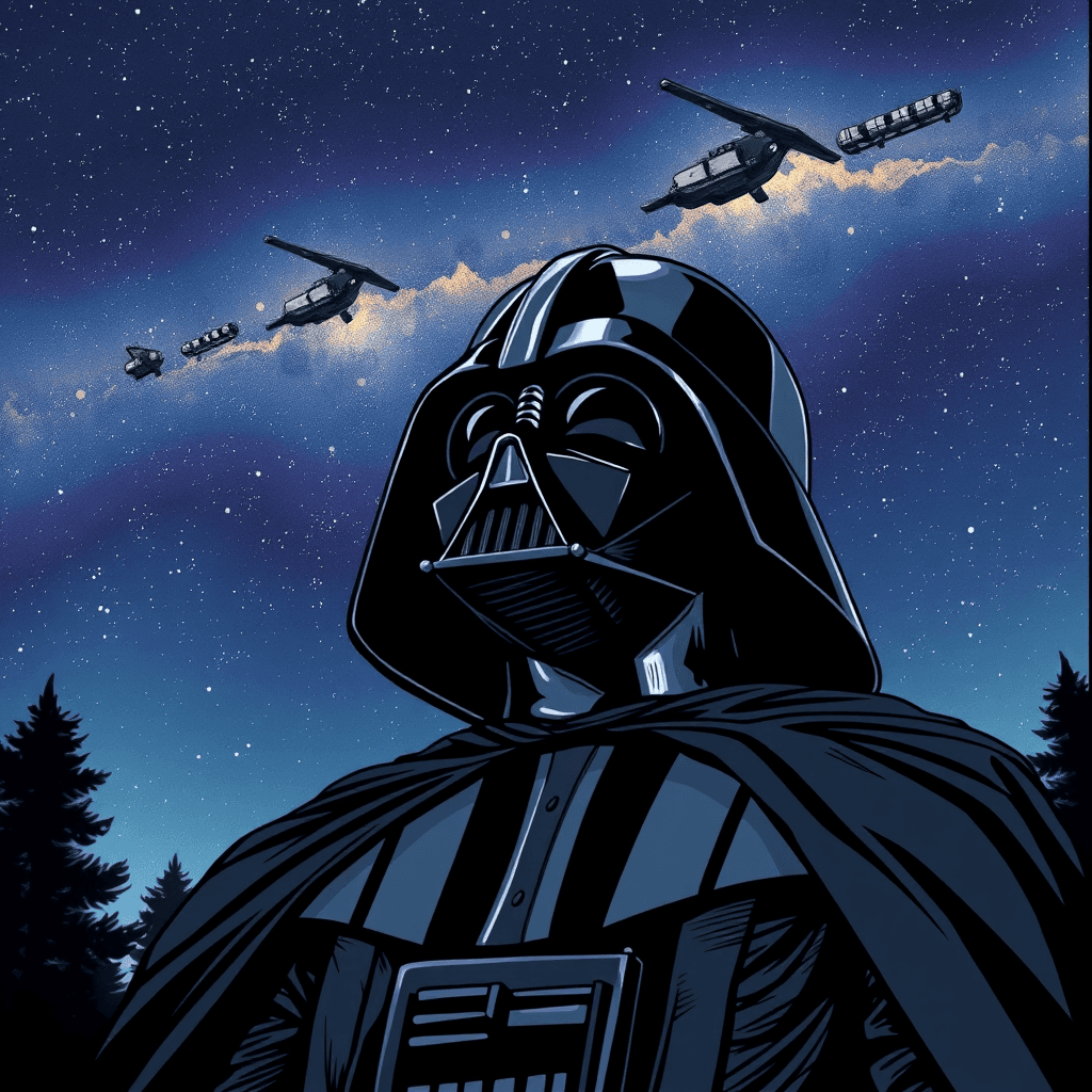 Darth Vader secretly enjoys stargazing on quiet nights.